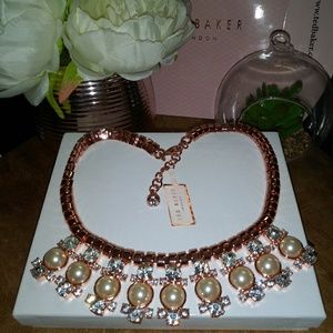 Ted Baker London Rose Gold Necklace with Pearls and Crystals